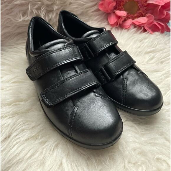 ECCO Double Velcro Strap Shoe Black 39 - Picture 2 of 8